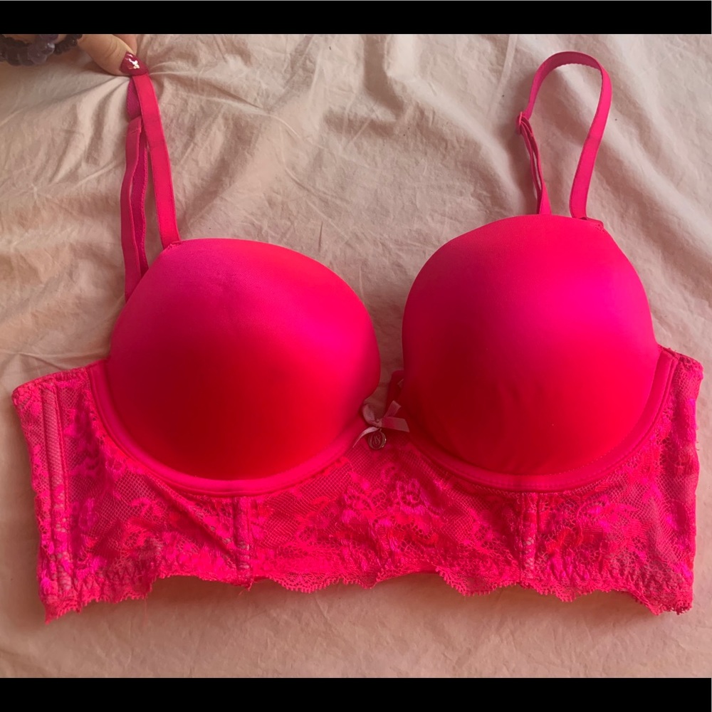 Hot Pink Lacy Longline Bra/Corset VS 34C